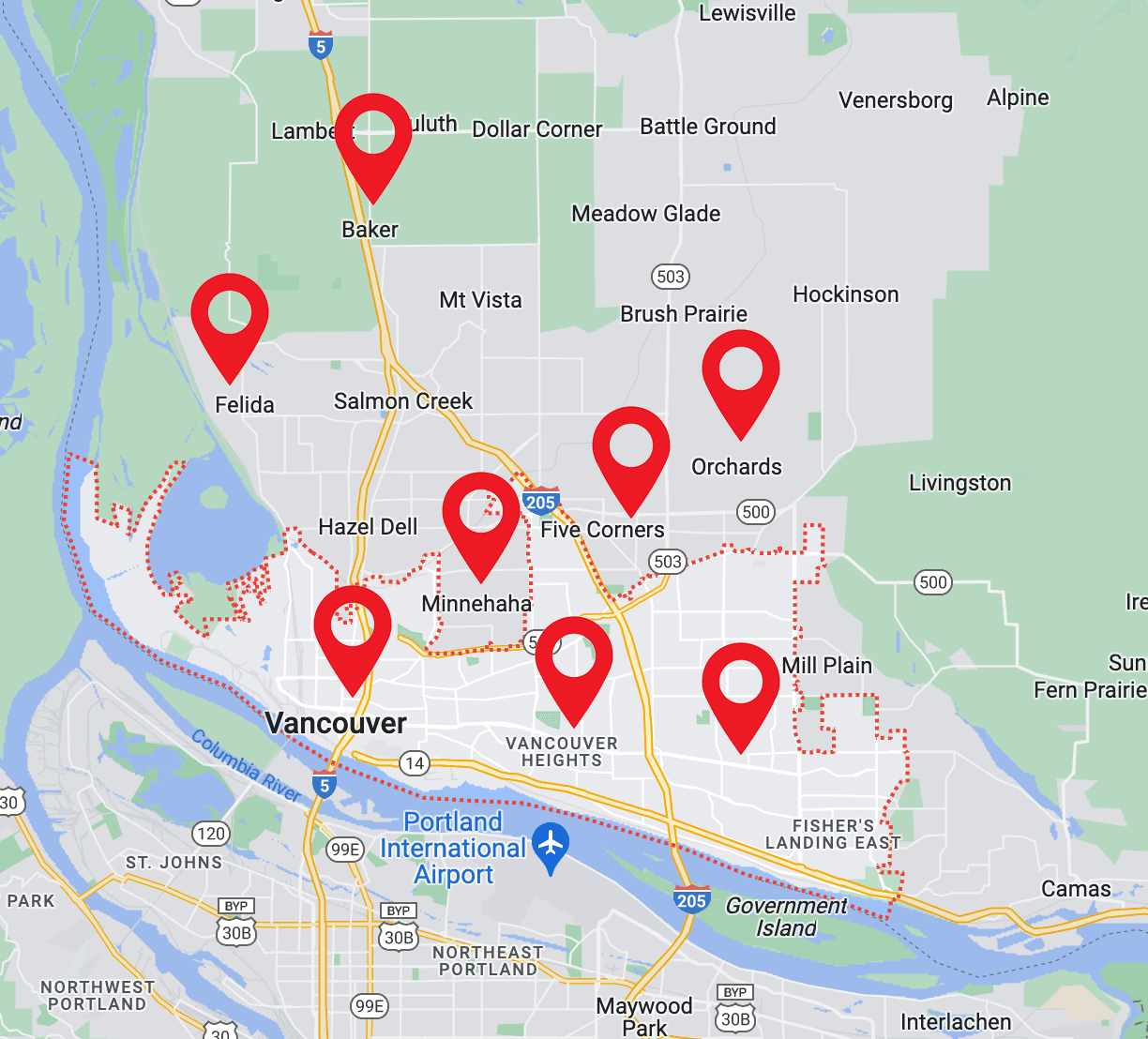 Sub Zero Service Area Map